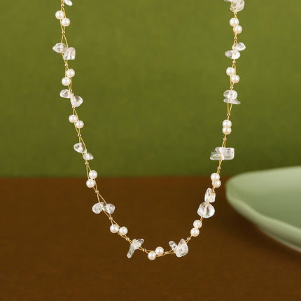 Collar De Piedras De Colores Con Cuentas De Moda Con Perlas De Cristal De Cadena De Acero Inoxidable