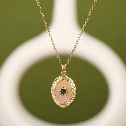 Collar Con Colgante De Ojo De Diablo De Acero Inoxidable Con Diamantes De Imitación De Moda