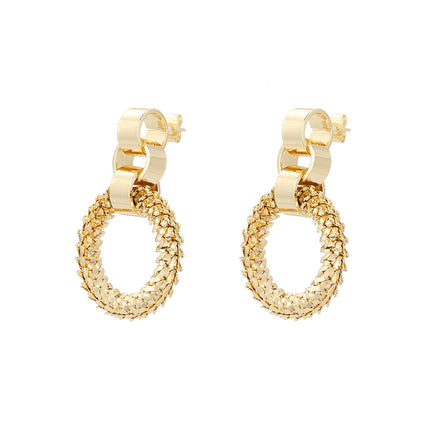 Aretes Cobre En Oro 18K Redondos Con Diseño De Espinas, Estilo Audaz