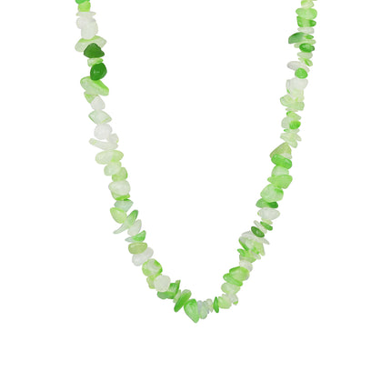 Collar De Cuentas De Grava Natural Transparente De Moda Casual Con Cadena Acero Inoxidable 316