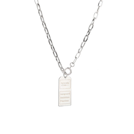 Collar Sencillo Con Grande Etiqueta Larga De Acero Inoxidable A La Moda Casual