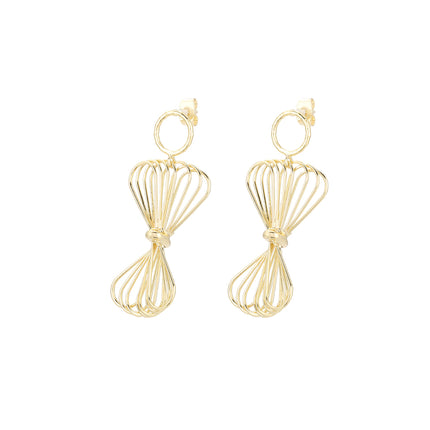 Aretes De Cobre Con Colgante De Nudo Enchapado Oro 18K Estilo Delicado