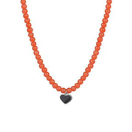 Collar De Cuentas De Vidrio Pequeño De Lujo Leve De Moda Con Colgante De Corazón