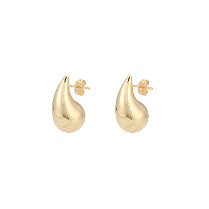 Aretes De Agua En Forma De Gota Enchapado Oro De 14K Y Cobre Pendientes
