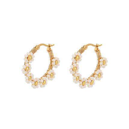 Aretes Con Diseño De Flor En Acero Inoxidable Estilo Bohemios