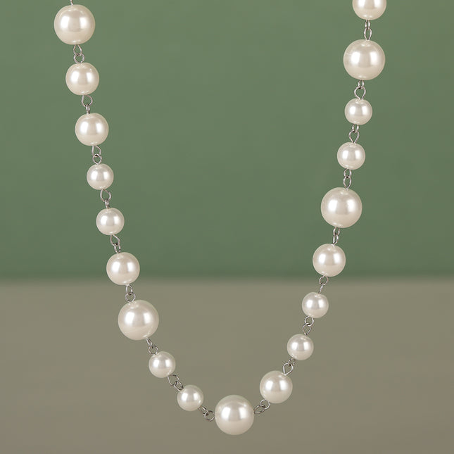 Collar  Exagerado De Perlas Redondo Grande De Lujo Leve De Moda Elegante