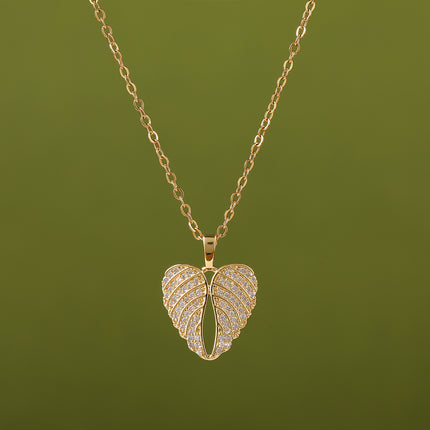 Collar Con Colgante De Corazón De Diamantes De Imitación De Dos Pétalos Casual Para Mujer