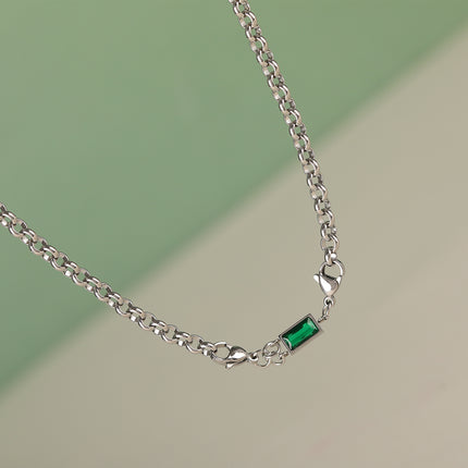 Collar Simple De Acero Inoxidable De Estilo INS Con Ladrillo Verde De Moda Casual
