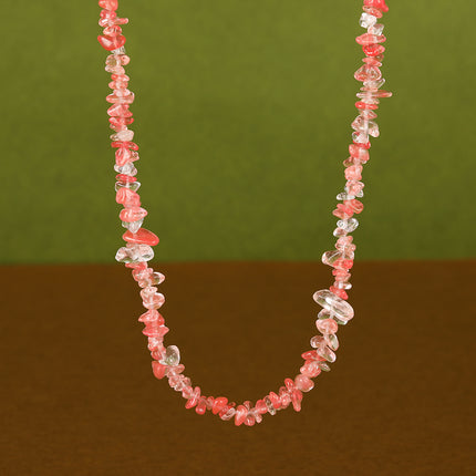 Collar De Cuentas De Grava Natural Transparente De Moda Casual Con Cadena Acero Inoxidable 316