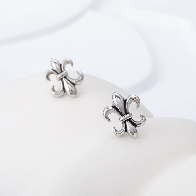 Pendientes Con Diseño Cruz flor Vintage Aretes Para Hombre De Acero Inoxidable