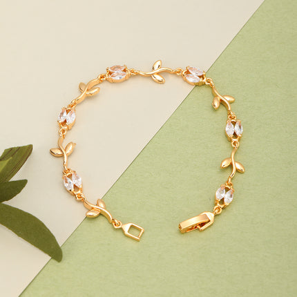 Pulsera De Cadena De Cobre Con Múltiples Flores Y Zirconias Brillantes
