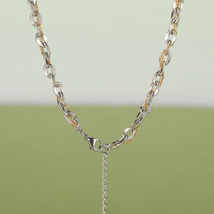 Collar De Acero Inoxidable Con Colgante De Cruz De Moda Con Cadena Gruesa y Delgada Enrollada