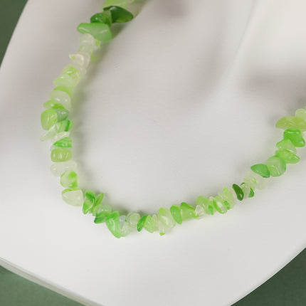 Collar De Cuentas De Grava Natural Transparente De Moda Casual Con Cadena Acero Inoxidable 316