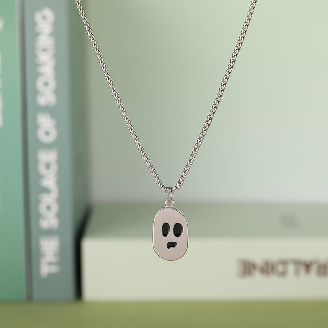 Collar INS De Acero Inoxidable Con Colgante Divertido De Gatella En Forma De Cara De Moda