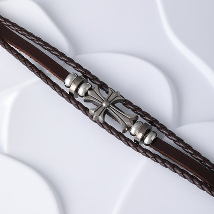 Pulsera De Hilo Con Elemento De Cruz En Acero Inoxidable 316