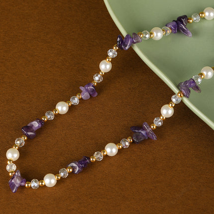 Collar De Cuentas De Piedras De Lujo Leve Con Perlas Y Diamantes De Moda