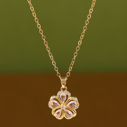 Collar Sencillo De Acero Inoxidable IN De ModaS Con Colgante De Flor Casual