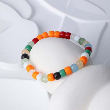 Pulsera De Cuentas De Cristal Colores Vibrantes Con Acero Inoxidable