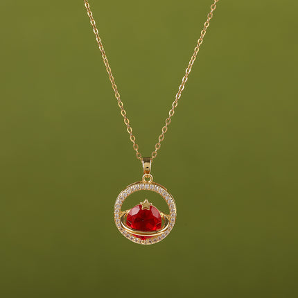 Collar Fino Con Colgante De Cobre De Tierra Roja Con Estrella Y Diamantes De Imitación Exquisito