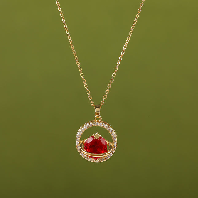 Collar Fino Con Colgante De Cobre De Tierra Roja Con Estrella Y Diamantes De Imitación Exquisito
