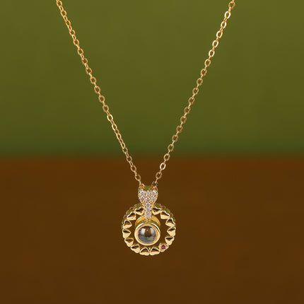 Collar Con Colgante De Anillo De Piedra Sencillo De Acero Inoxidable De Colores De Lujo Moda