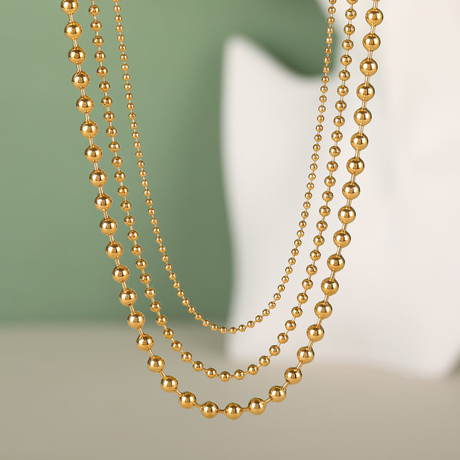 Collar De Cadena De Moda Multicapa De Cuentas Dorado De Lujo Leve De Estilo Neutro