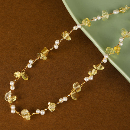 Collar De Piedras De Colores Con Cuentas De Moda Con Perlas De Cristal De Cadena De Acero Inoxidable