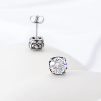 Pendientes De Diamantes Zirconia En Garra Para Hombre De Acero Inoxidable