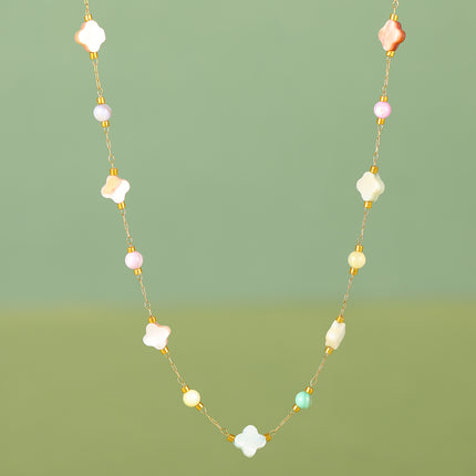 Collar Colorido De Acero Inoxidable Con Estrellas O Corazones O Flores De Concha De Estilo Étnico