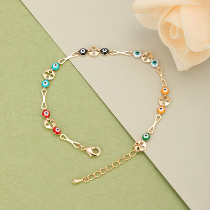 Pulsera De Cobre Con Ojos Multicolores De Diseño Divertido Y Simple