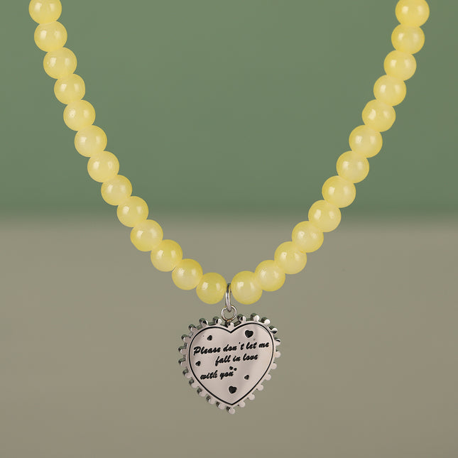 Collar De Cuentas De Vidrio Pequeño De Lujo Leve De Moda Con Colgante De Corazón
