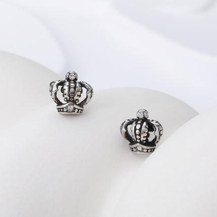 Pendientes Con Diseño De Corona Aretes Para Hombre De Acero Inoxidable,Estilo Vintage