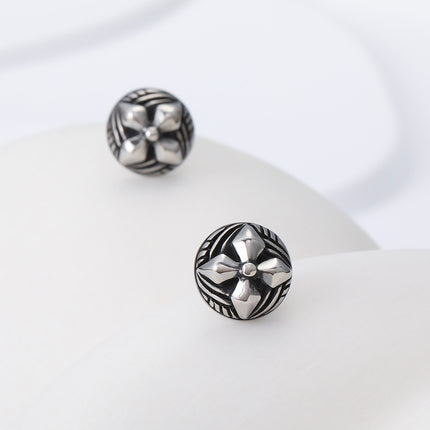Pendientes Con Diseño Clásicos De Escudo Redondo Aretes Para Hombre De Acero Inoxidable