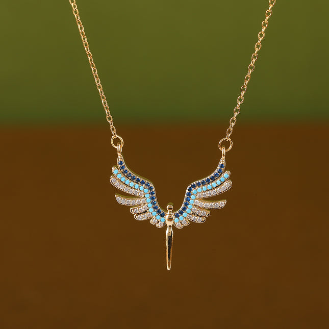 Collar Elegante De Acero Inoxidable De Moda Con Colgante De Alas De Ángel Para Mujer Casual