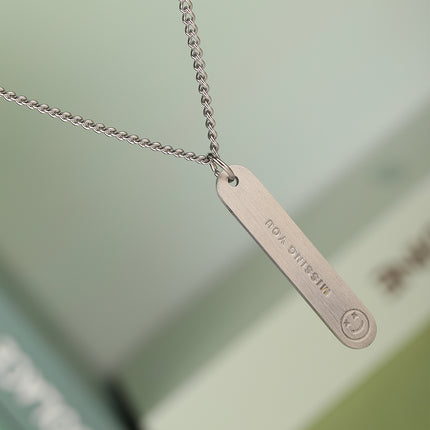 Collar Sencillo De Acero Inoxidable Con Colgante De Marca Larga Versátil De Moda