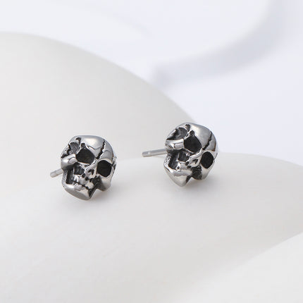 Pendientes Con Diseño De Calavera Sonriente Aretes Para Hombre De Acero Inoxidable