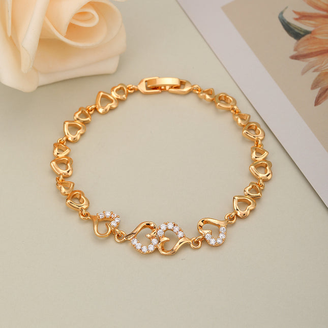 Pulsera De Cobre Con Encantadora Cadena De Corazones Romántico