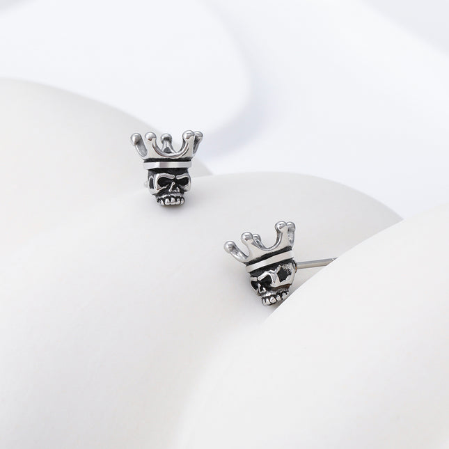 Pendientes Con Diseño Vintage De Calavera Aretes Para Hombre De Acero Inoxidable
