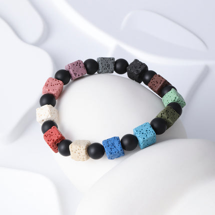 Pulsera De Acero Inoxidable Con Cuentas De Turquesa Y Esferas Negras