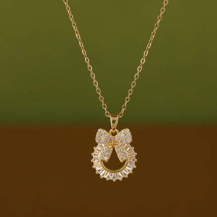 Collar De Moda Con Colgante De Guirnalda De Lazo De Acero Inoxidable De Estilo Palaciego