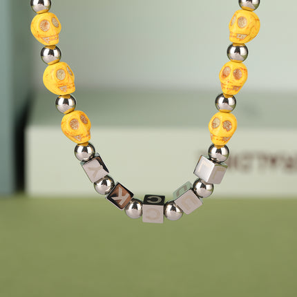 Collar De Acero Inoxidable Con Dados De LUCKY Con Acrílico De Moda Europea Y Americana