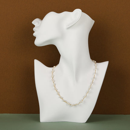 Collar Elegante De Perlas De Cristal Versátil De Moda Sencillo Y Casual De Cadena De Acero Inoxidable
