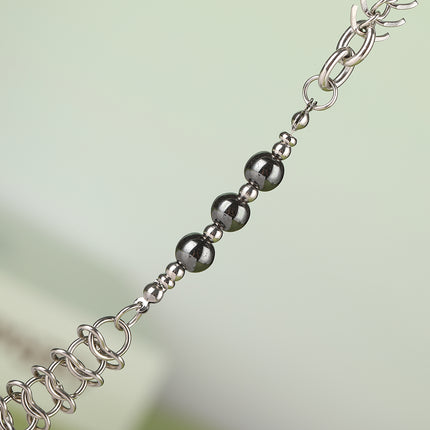 Collar De Cadena De Espina De Pescado Con Perlas De Moda Europea Y Americana