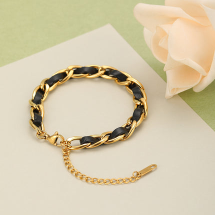 Pulsera Clásica De Cadena Con Hebilla De Piel, Elegante Y Duradera