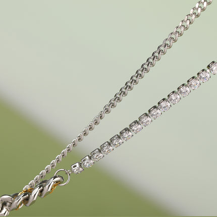 Collar Personalizada De Cadena De Hebilla Plana Con Diamantes De Moda Con Ladrillo Negro