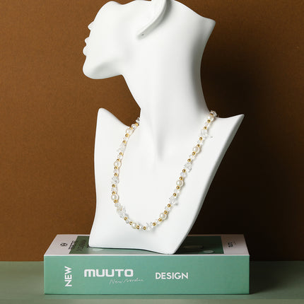 Collar De Cuentas De Piedras De Lujo Leve Con Perlas Y Diamantes De Moda