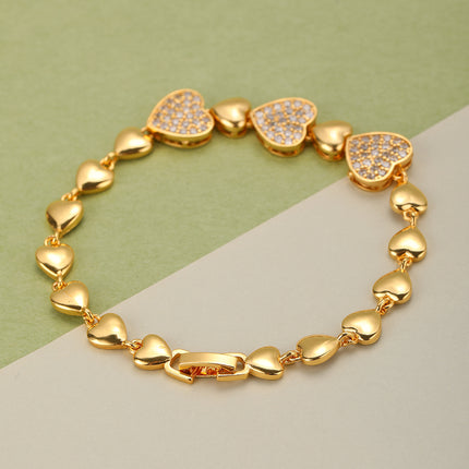 Pulsera Con Corazón Incrustado De Zirconias Elegante Y Brillante