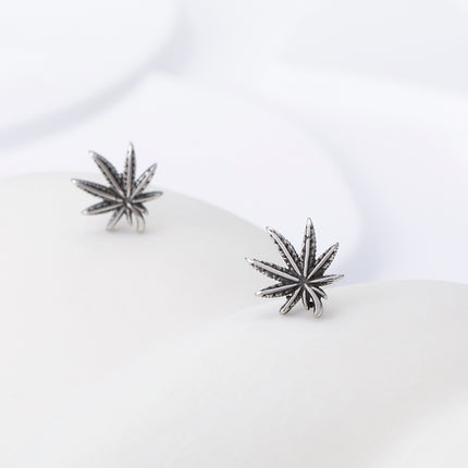 Pendientes De Algas Vintage Diseño Aretes Para Hombre De Acero Inoxidable Chapado En Plata
