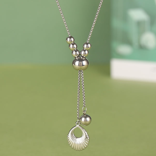 Collar De Tipo Corbata Versátil Con Colgante De Bolsa En Forma De Concha De Borla De Moda