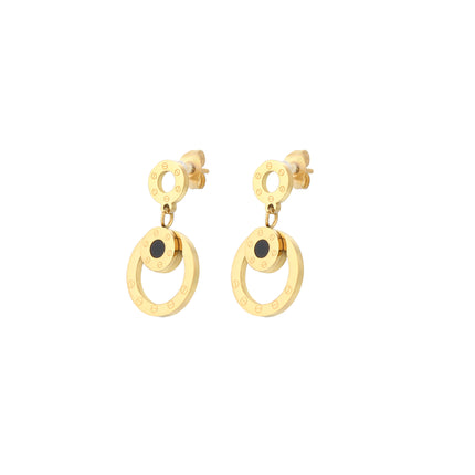 Aretes Arracadas De Geometría Circular Con Pequeño Disco Y Gran Aro